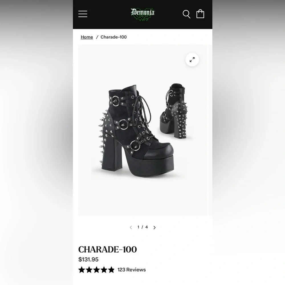 Demonia Charade-100 Spiked Ankle Boots with Bracelets - Picture 10 of 10